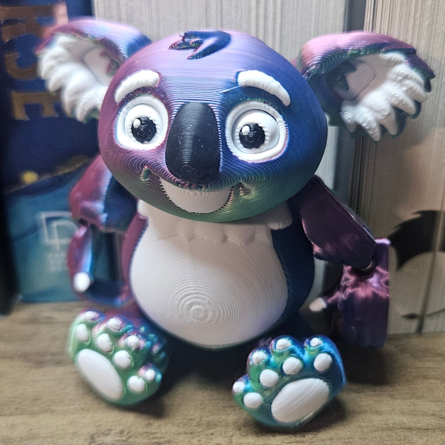 Rainbow 3D Printed Koala | Cute Articulated Koala Toy | Colorful Desk Decor & Fidget