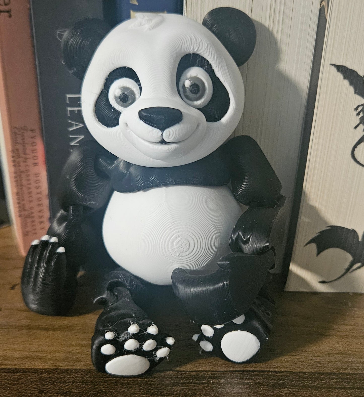 3D Printed Articulated Panda Bear | Large Posable Animal Figure | Bookshelf Decor Companion