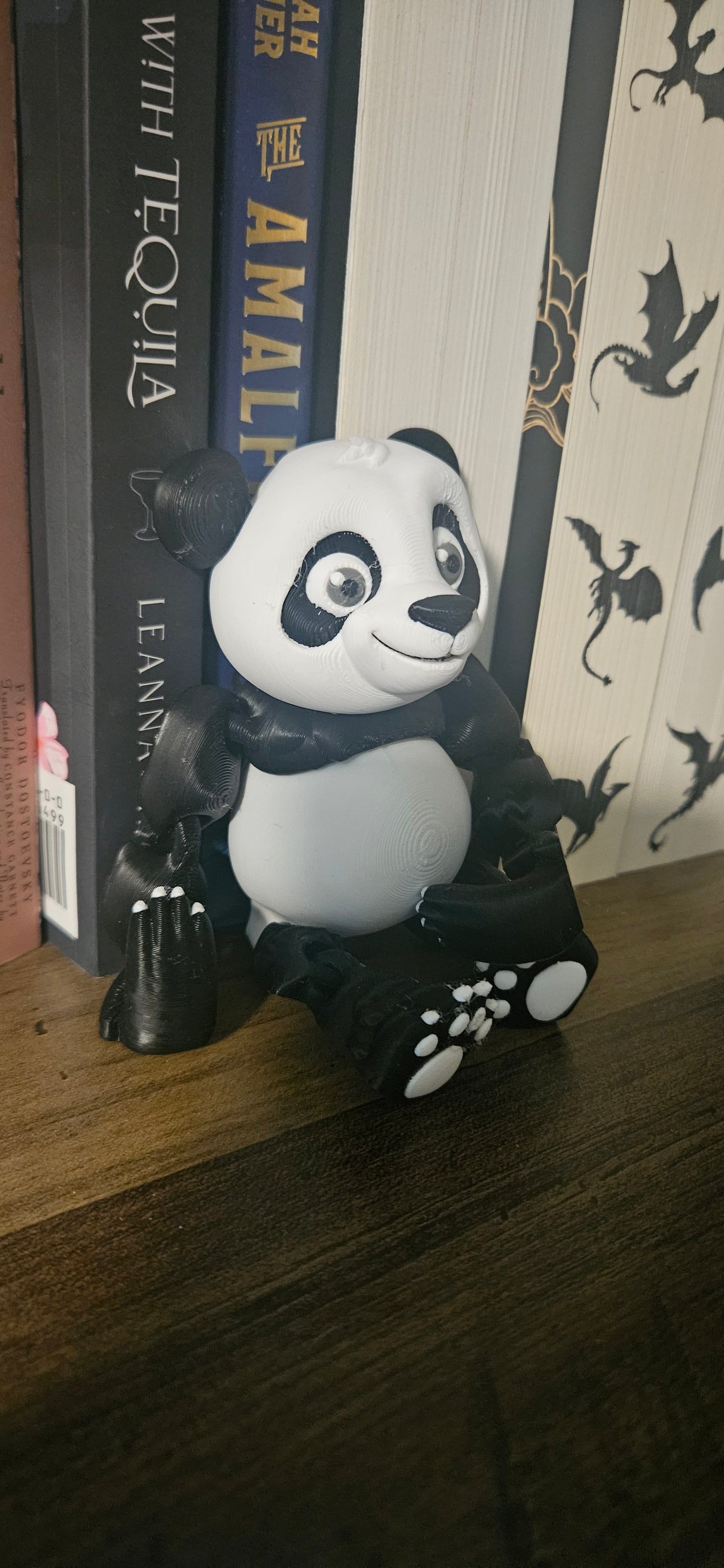 3D Printed Articulated Panda Bear | Large Posable Animal Figure | Bookshelf Decor Companion