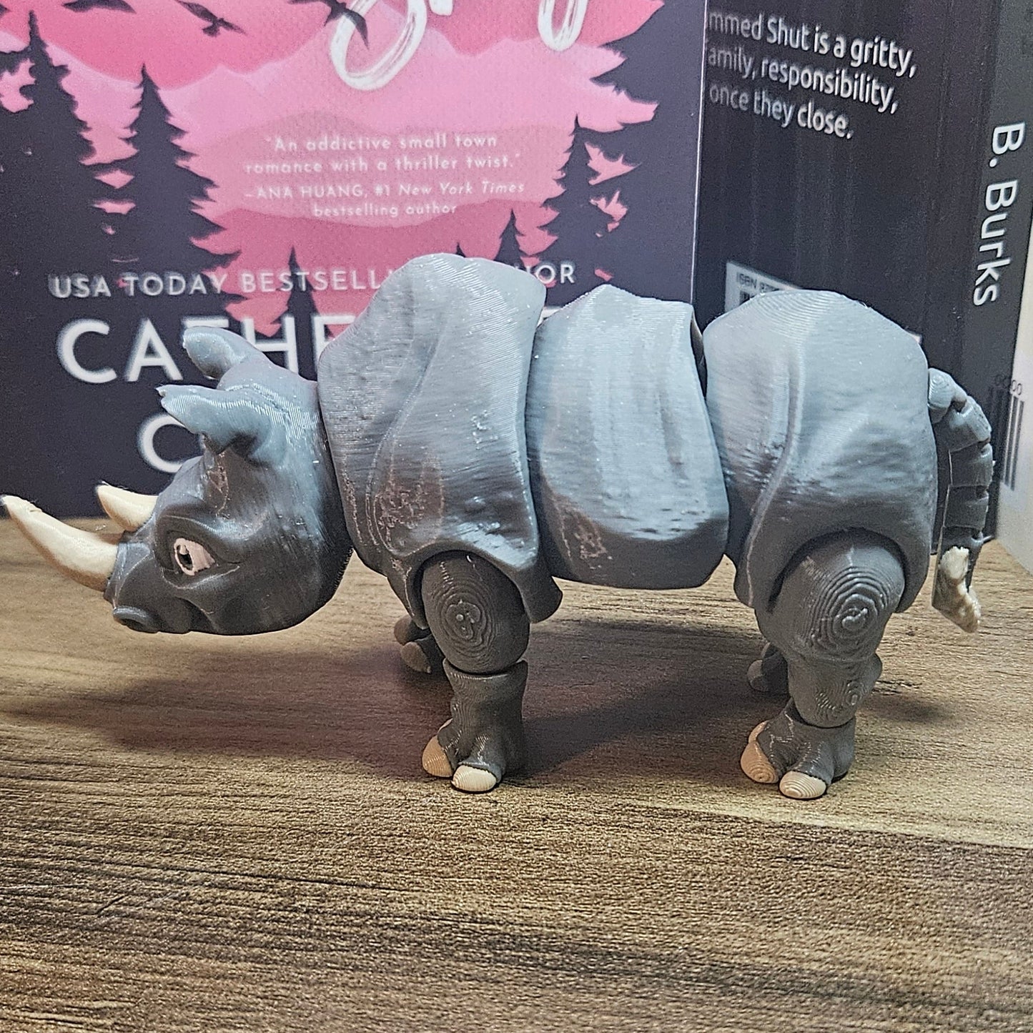 3D Printed Articulated Rhino | Large Posable Animal Figure | Bookshelf Decor Companion