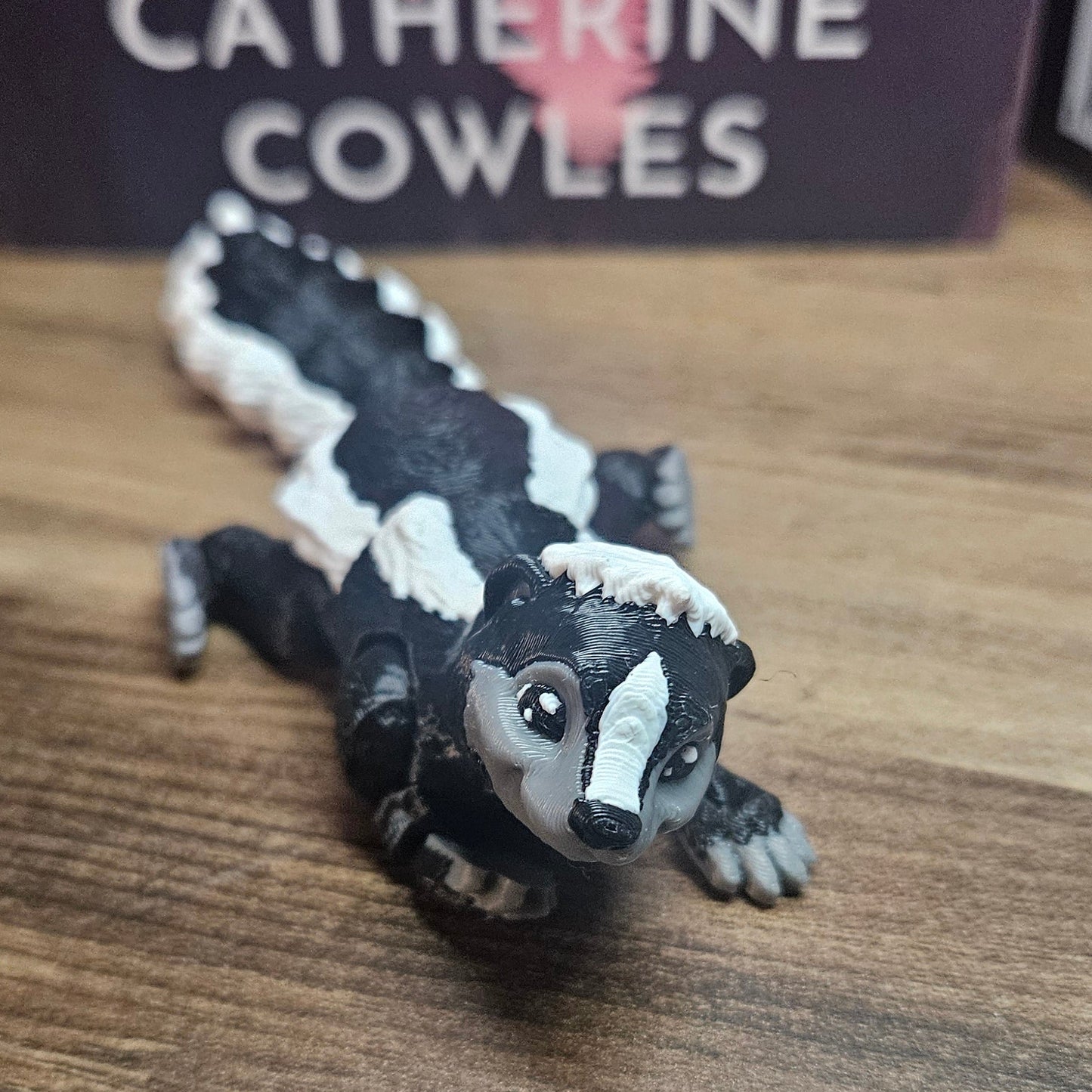 3D Printed Articulated Skunk | Cute Black & White Posable Skunk Toy | Desk Fidget Decor
