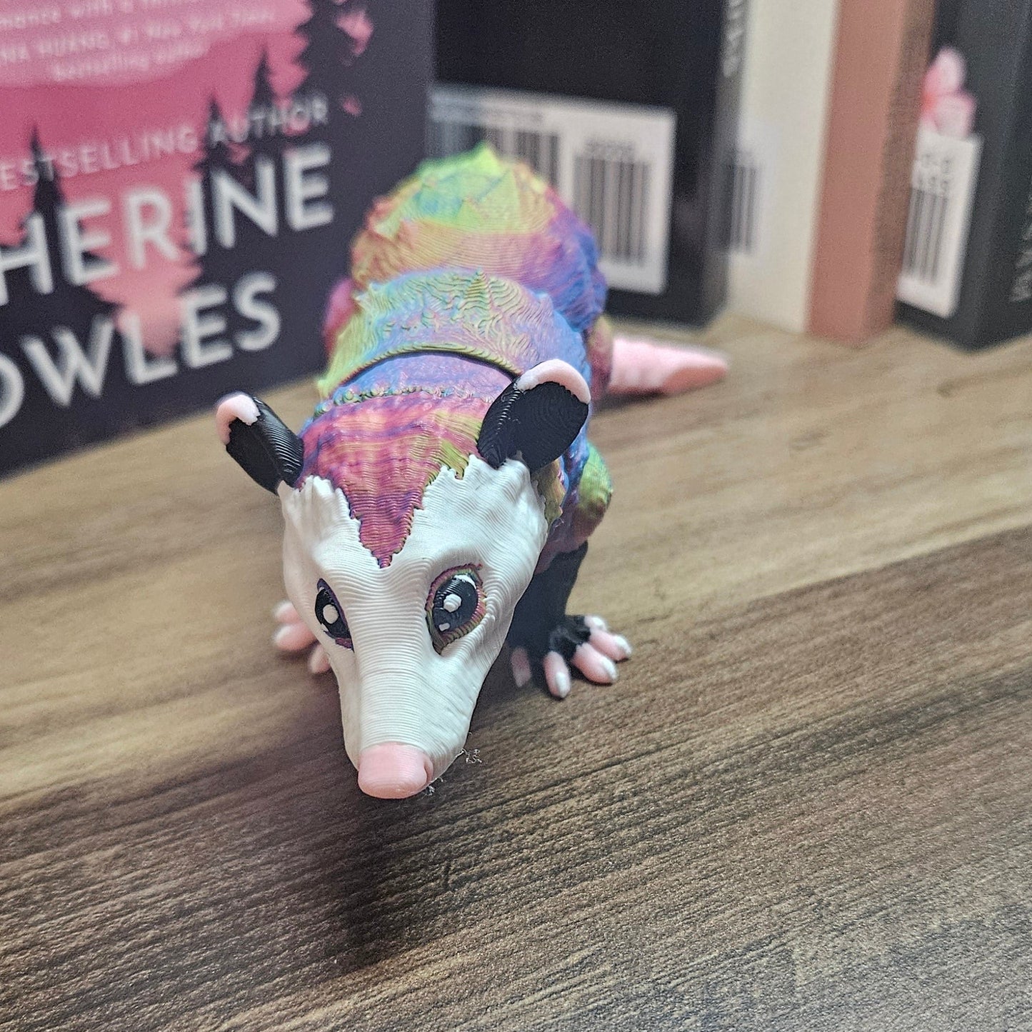 Rainbow 3D Printed Articulated Possum | Cute Posable Possum Toy | Colorful Desk Fidget Decor