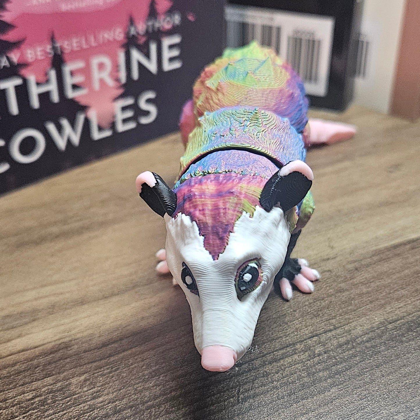 Rainbow 3D Printed Articulated Possum | Cute Posable Possum Toy | Colorful Desk Fidget Decor