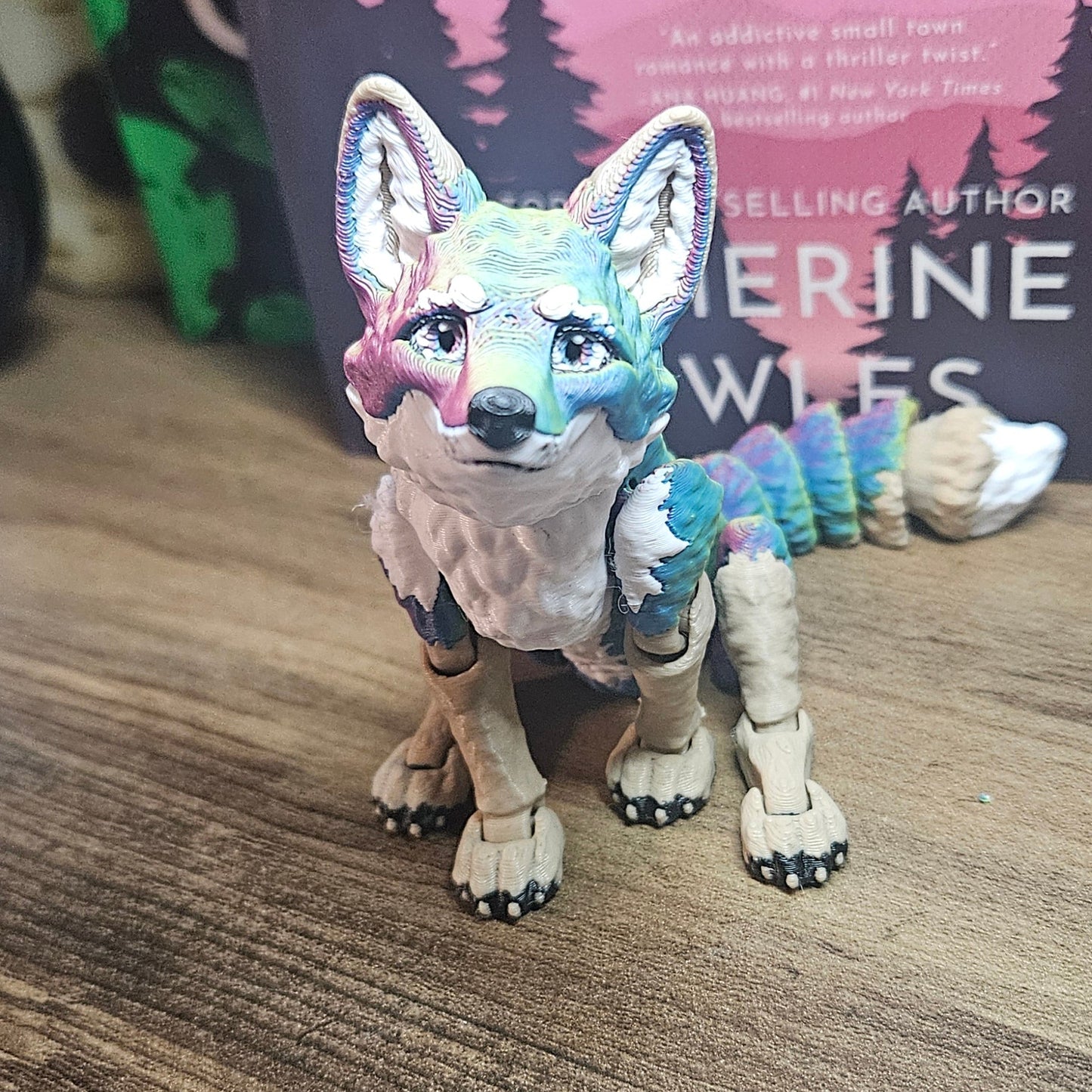 Rainbow 3D Printed Articulated Fox | Colorful Posable Fox Toy | Cute Desk Decor & Fidget