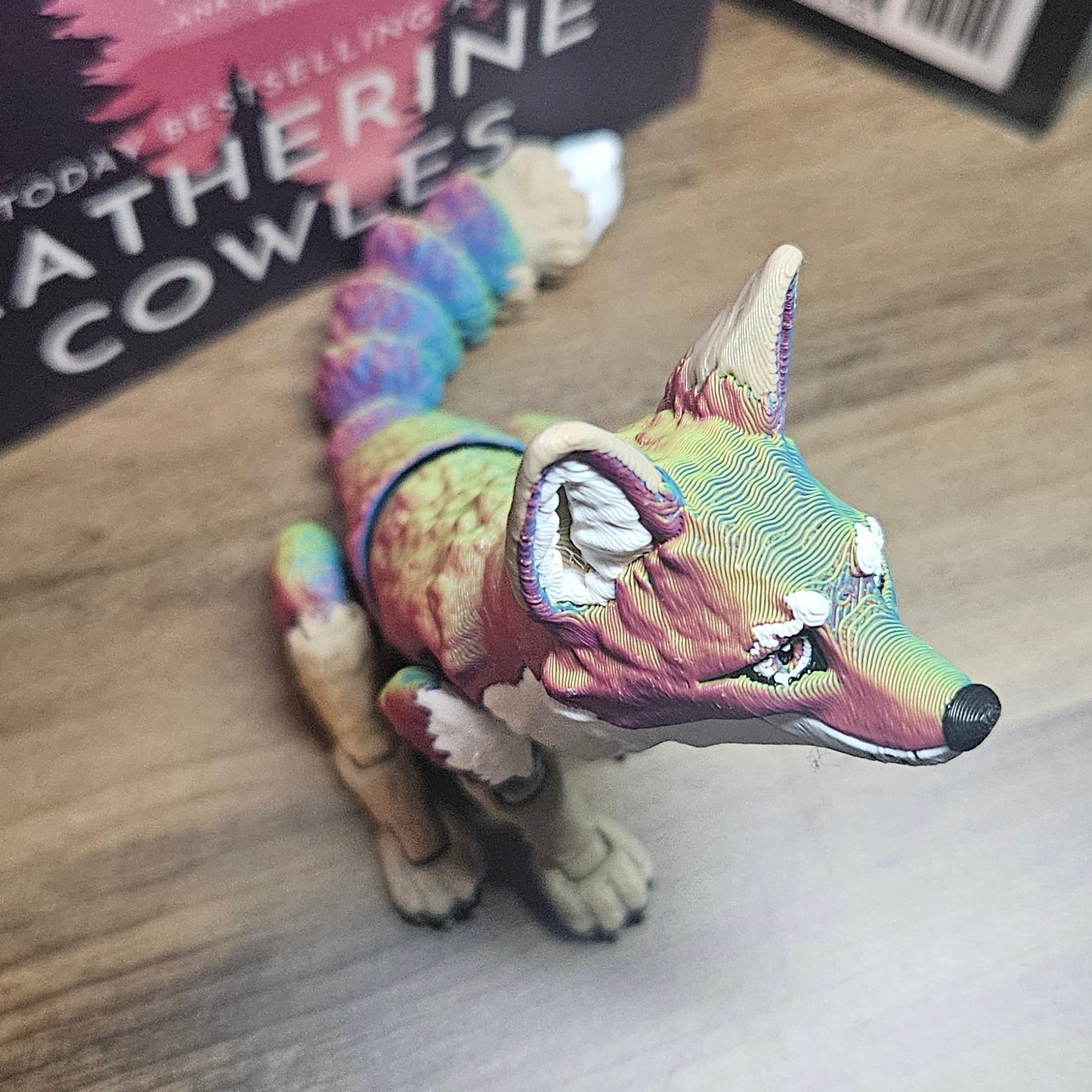 Rainbow 3D Printed Articulated Fox | Colorful Posable Fox Toy | Cute Desk Decor & Fidget